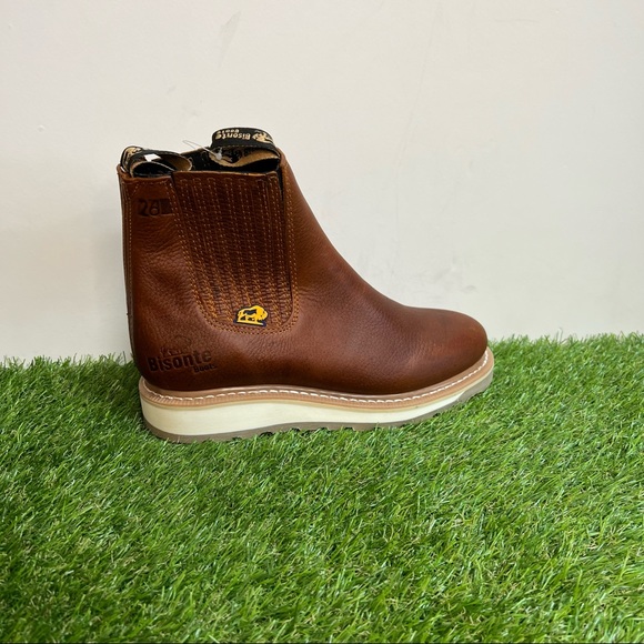 Men's Best Half Work Boots Pull On Leather Tan Botin Trabajo oil Water Resistant - Picture 5 of 10